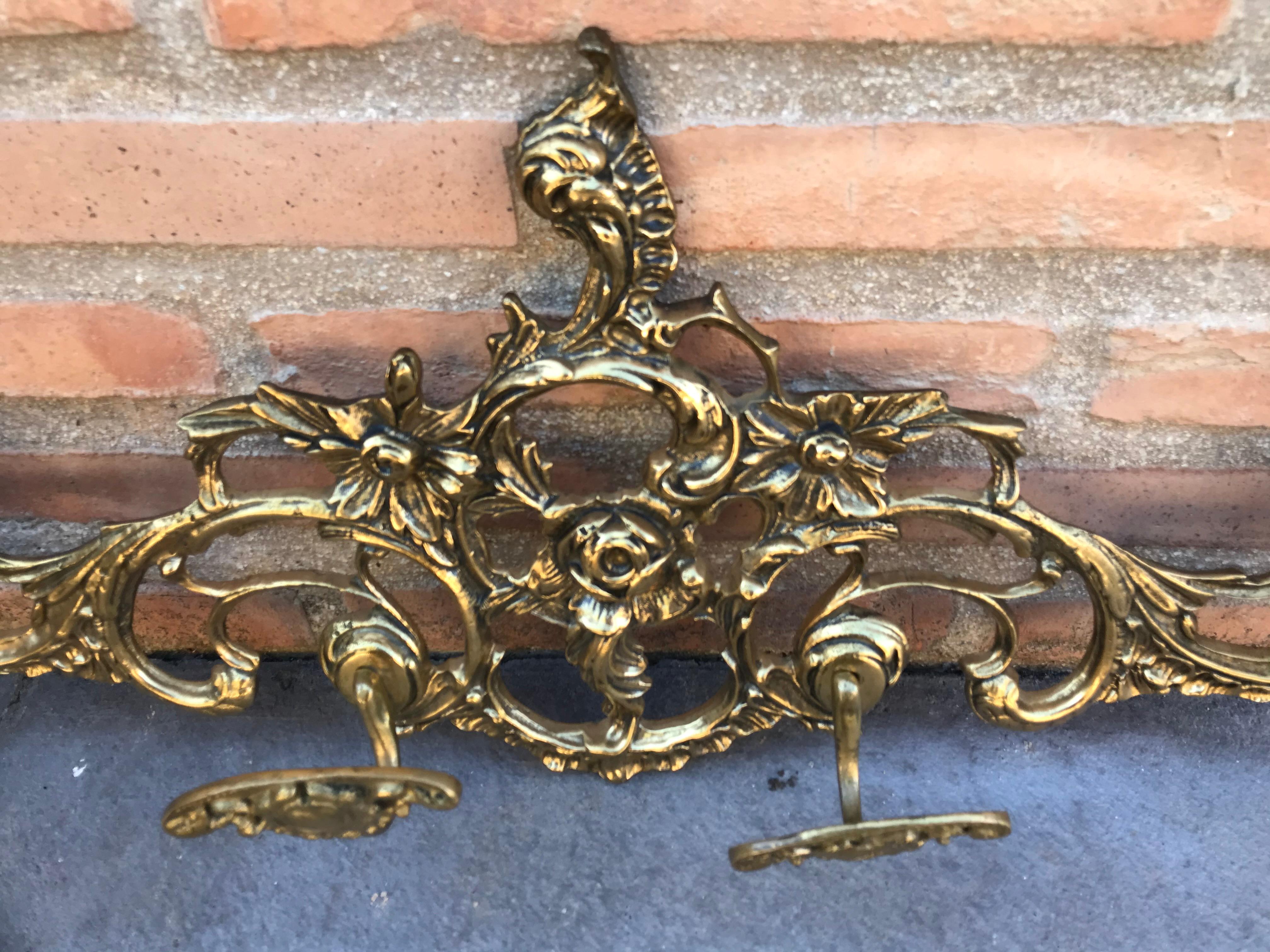 19th Century 20th Century French Bronze Wall-Mounted Coat Rack For Sale