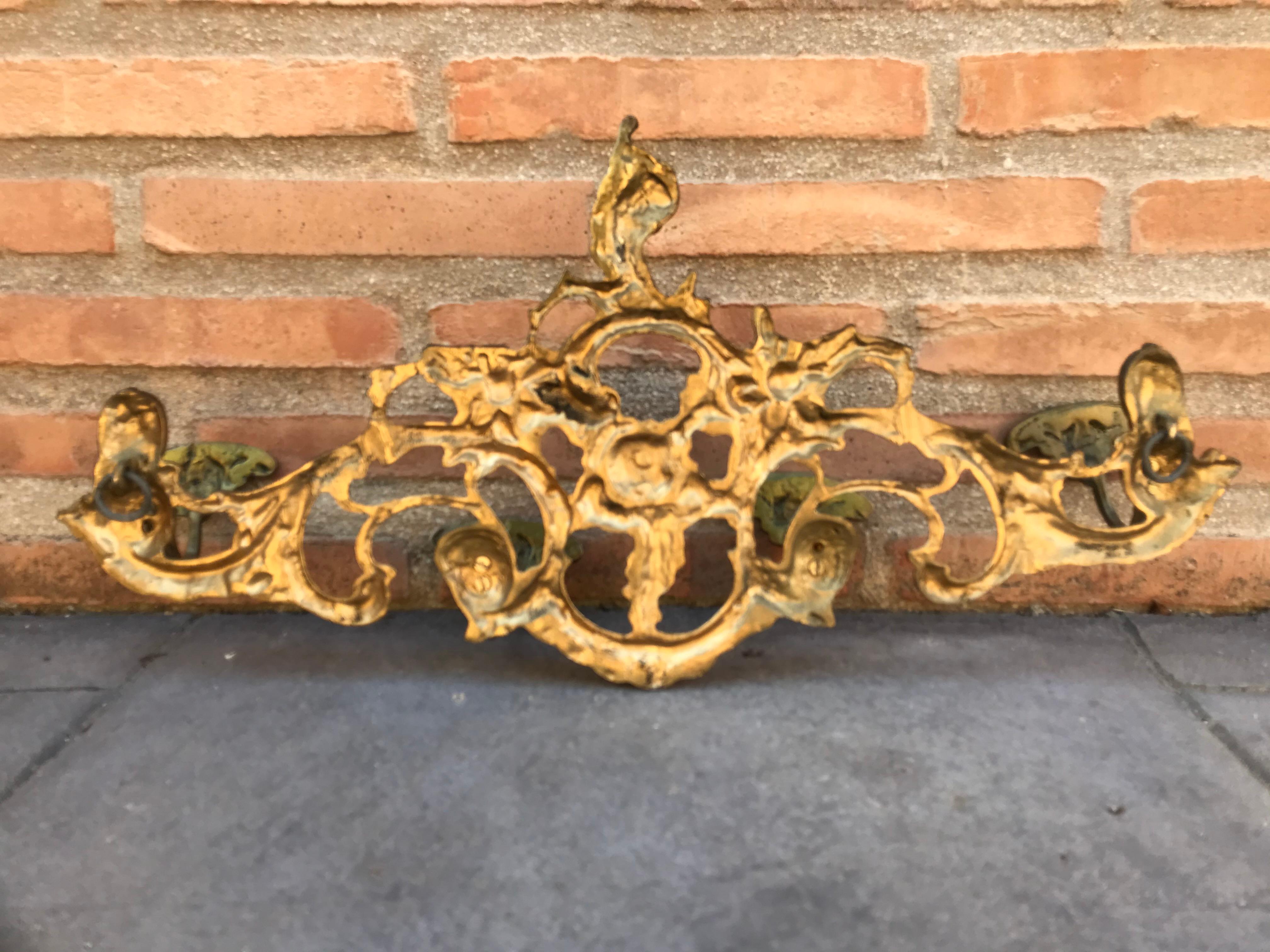 20th Century French Bronze Wall-Mounted Coat Rack For Sale 2