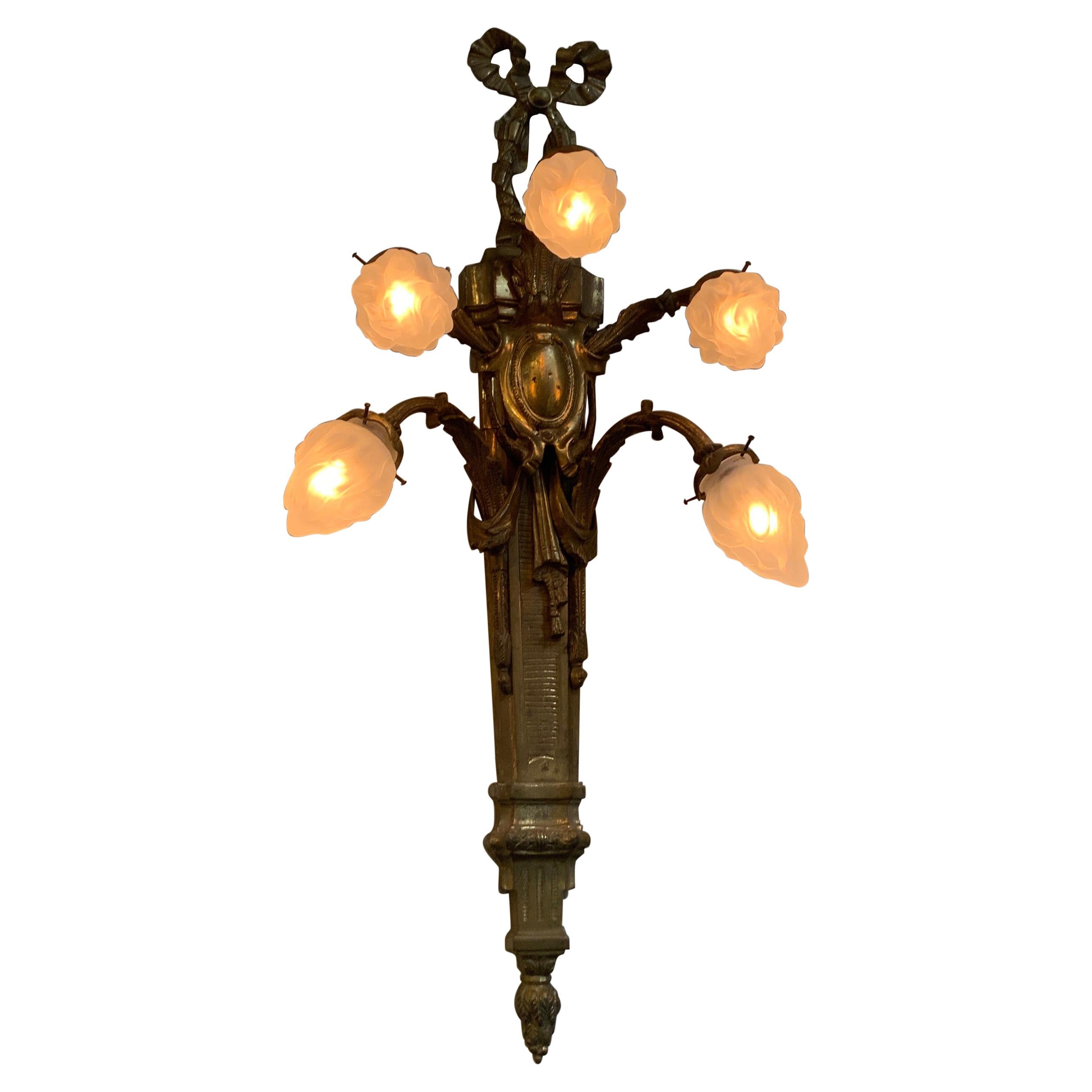 20th Century French Bronze Wall Sconces