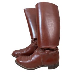 20th century French Brown Leather Pair of Hermes Style Riding Boots