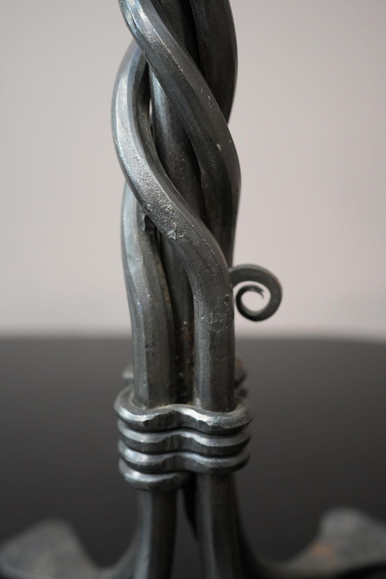 20th century French brutalist copper and iron lamp 3