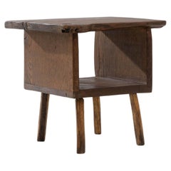 20th Century French Brutalist Wooden Side Table