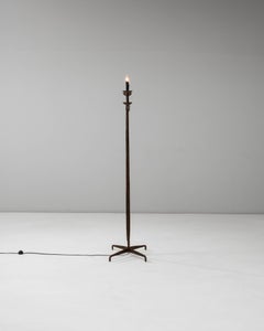 20th Century French Brutalist Wrought Iron Candelabra Lamp
