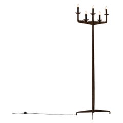 Lampada a candelabro in ferro battuto brutalista francese del XX secolo