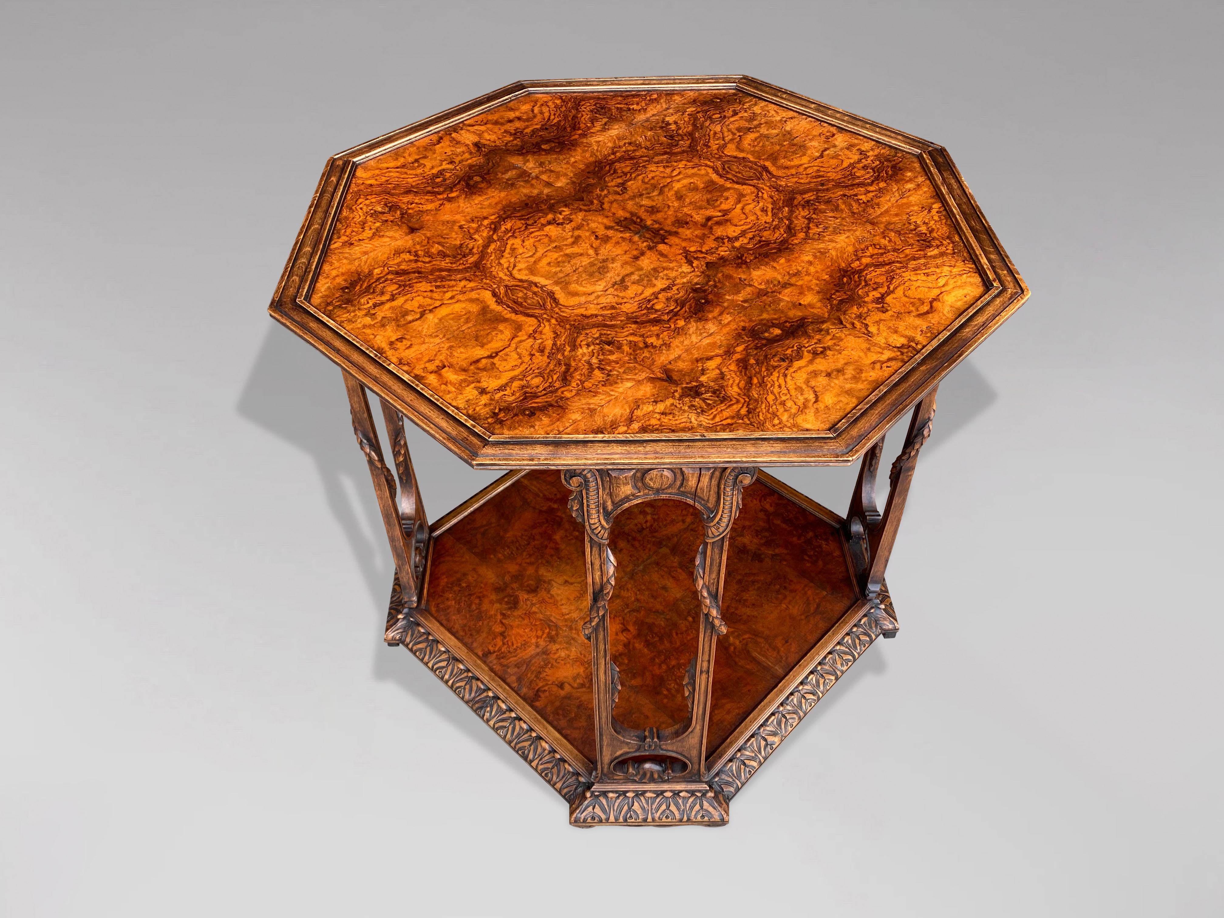 Hand-Carved 20th Century French Burr Walnut Occasional Table For Sale