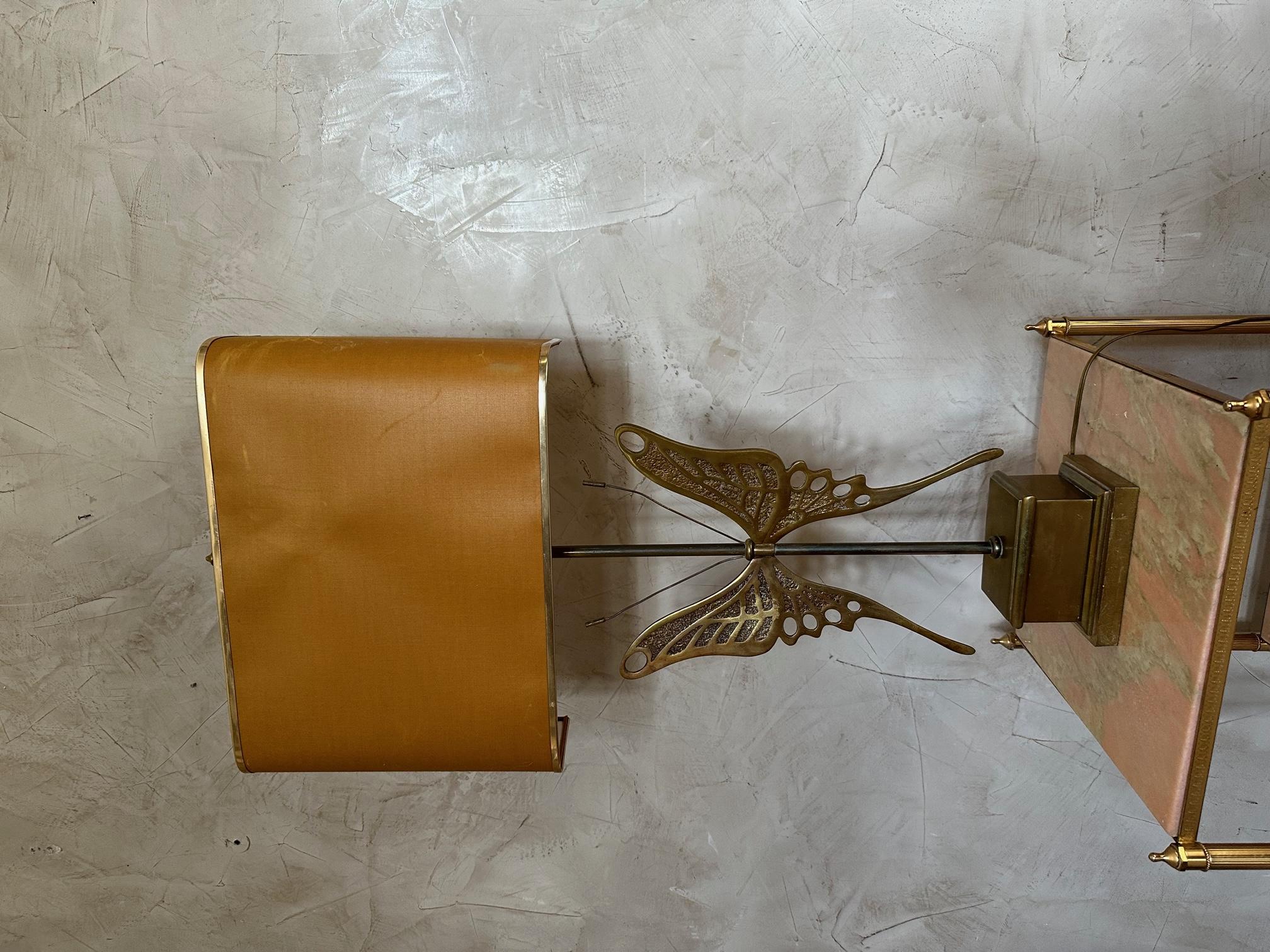 Français Lampe de table papillon en laiton du 20e siècle, 1950 en vente