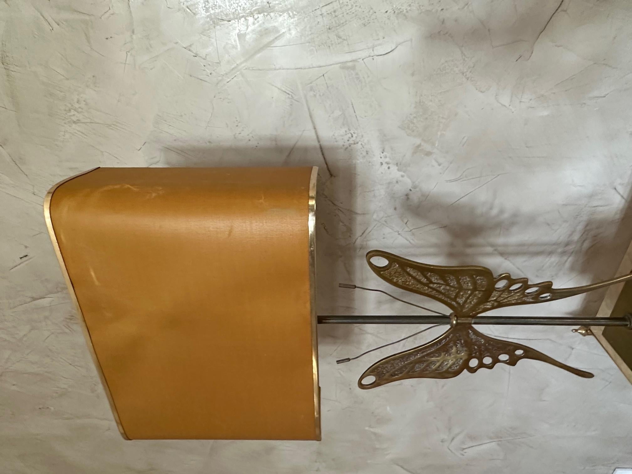 20th century French Butterfly Brass Table Lamp, 1950s For Sale 3