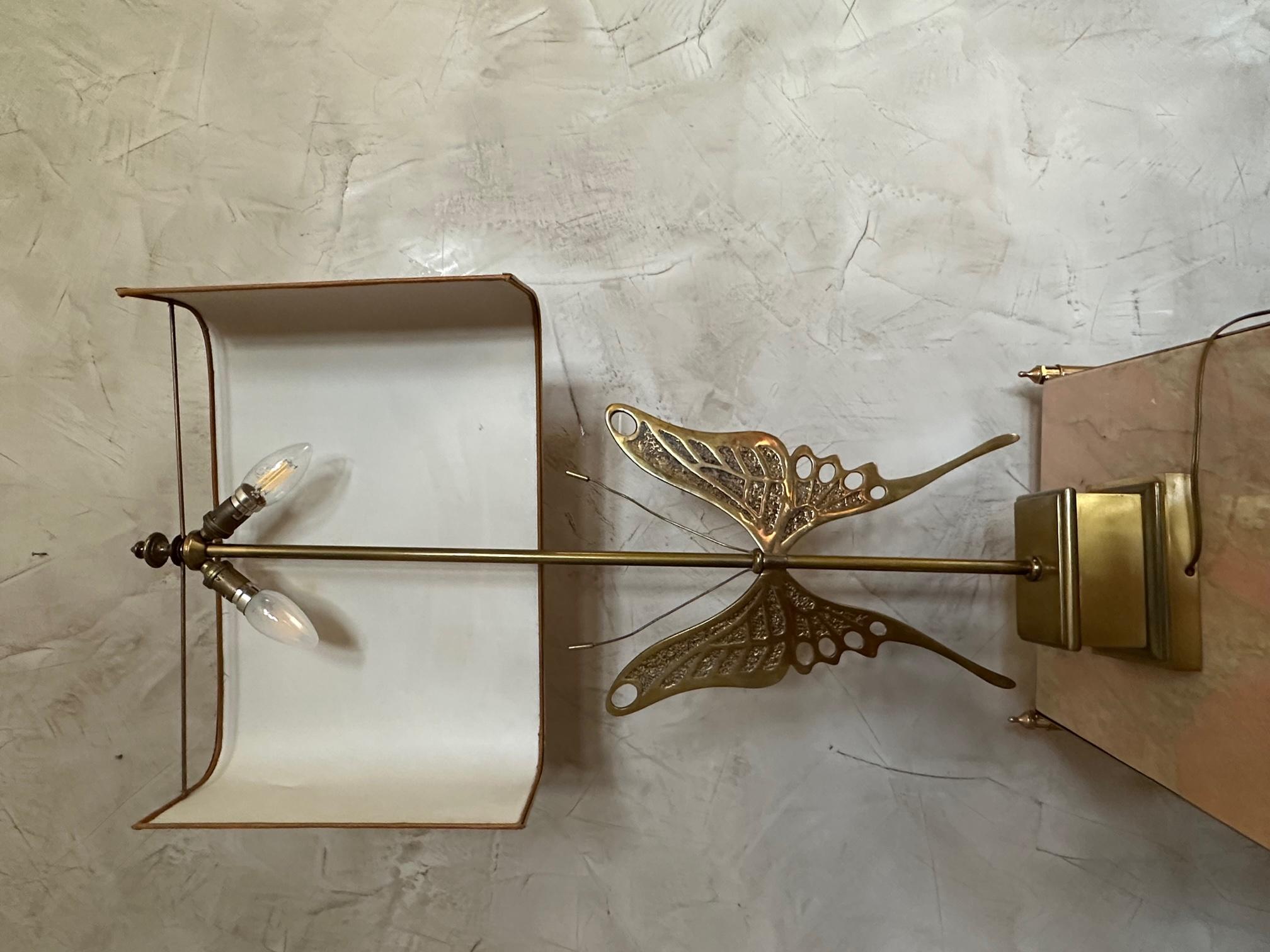 20th century French Butterfly Brass Table Lamp, 1950s For Sale 5