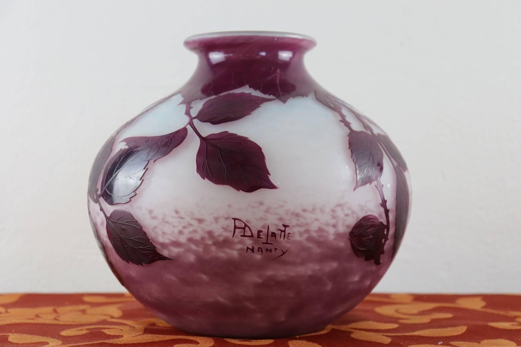 Art nouveau 20e siècle Français par Andre Delatte pour Nancy Vase Camée Art Nouveau
