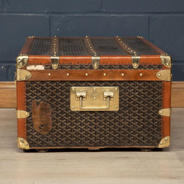 Brass 20th Century French Cabin Trunk Trunk By Goyard, c.1900 For Sale