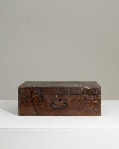 20th Century French Campaign Style Leather and Wood Artist's Box