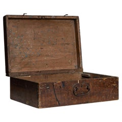20th Century French Campaign Style Leather and Wood Artist's Box