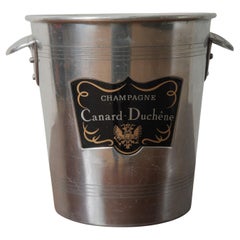 20th Century French Canard-Duchêne Aluminum Champagne Bucket with Original Label Vintage 20th Century French Canard-Duchêne Aluminum Champagne Bucket with Original Label