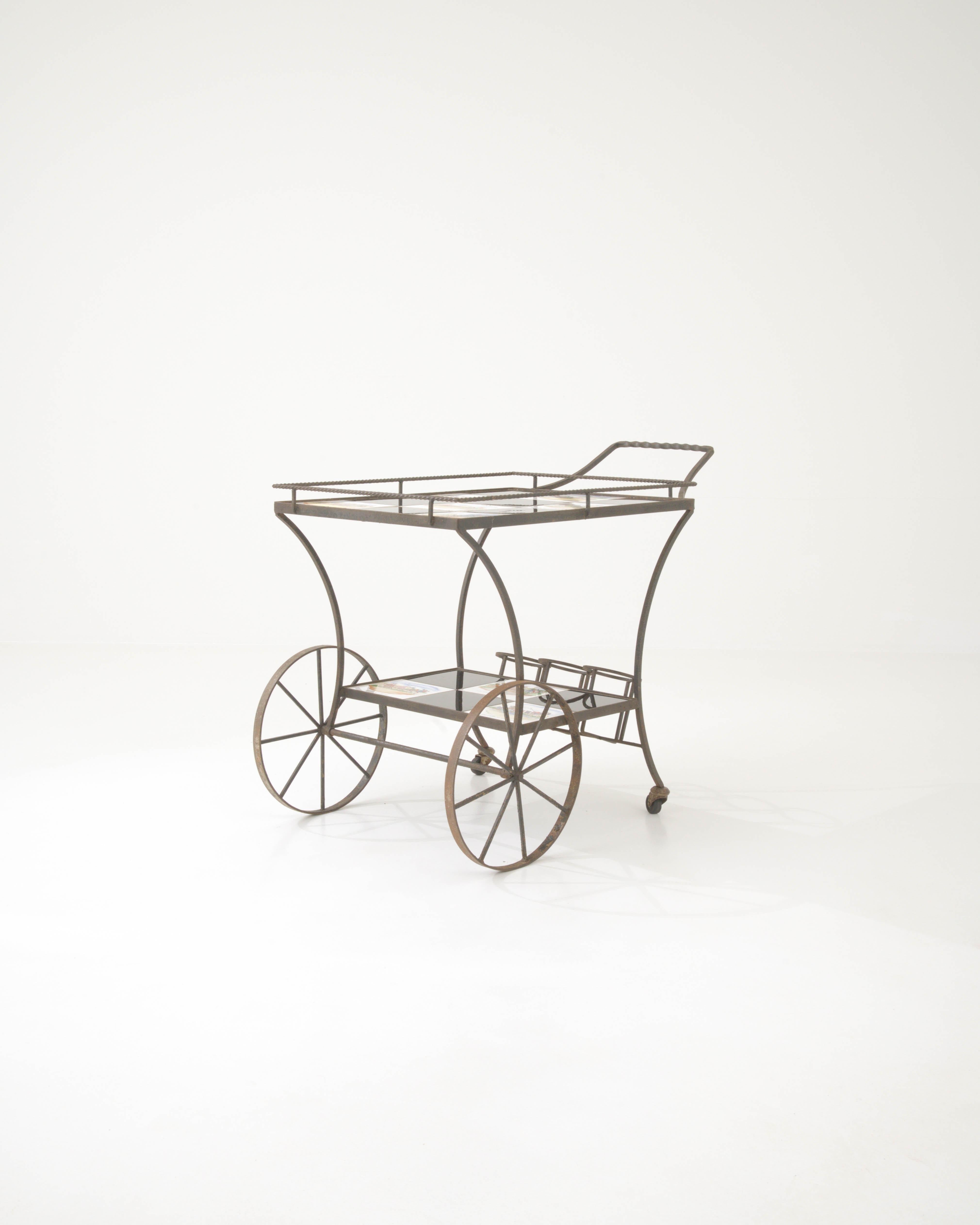 20th Century French Carriage Bar Cart on Wheels 1