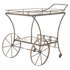 Vintage 20th Century French Carriage Bar Cart on Wheels