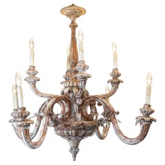 Vintage 20th Century French Carved 8 Arm Chandelier