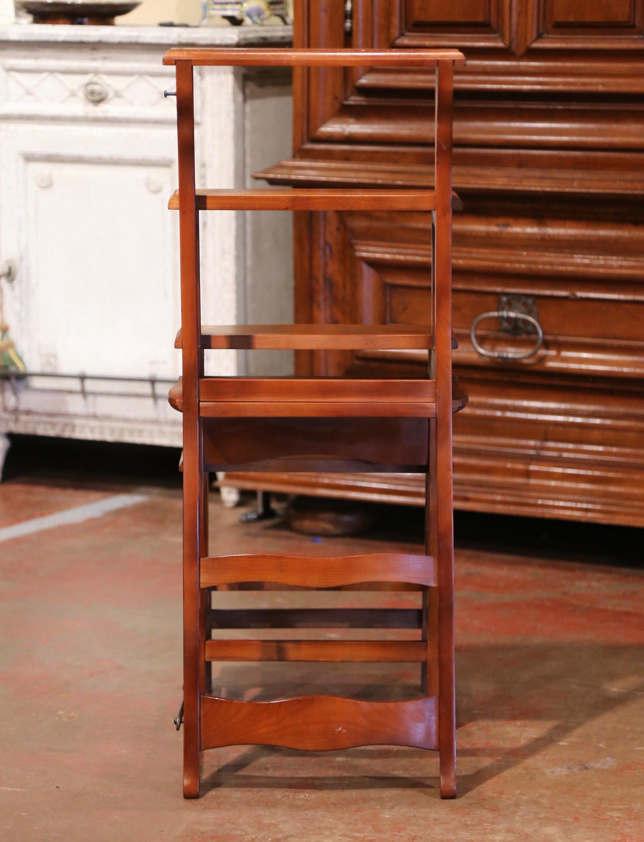 20th Century French Carved Cherry Chair Folding Step Ladder 10