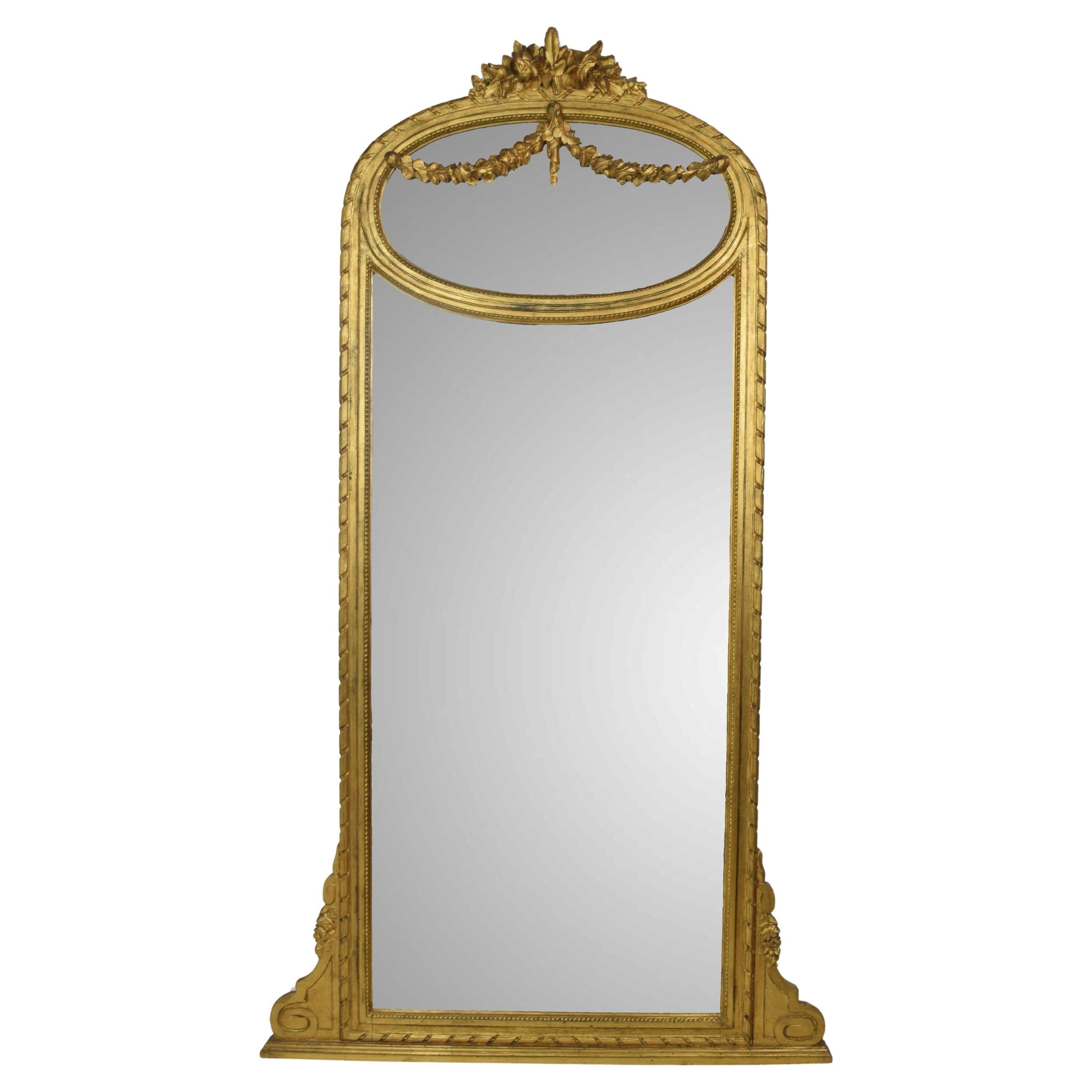 20th Century French Carved Golden consolle mirror For Sale