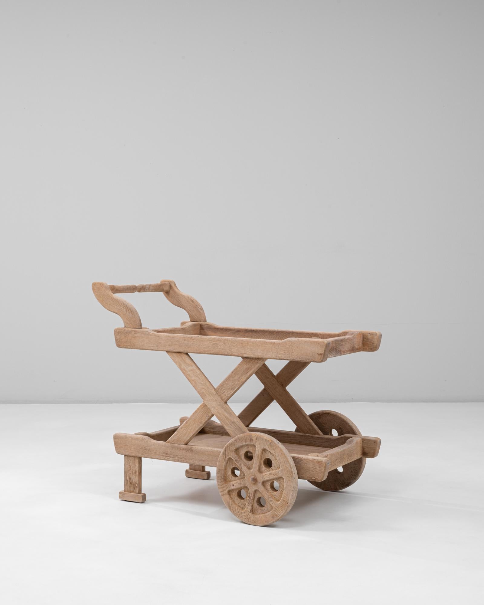 20th Century French Carved Oak Bar Cart For Sale 2