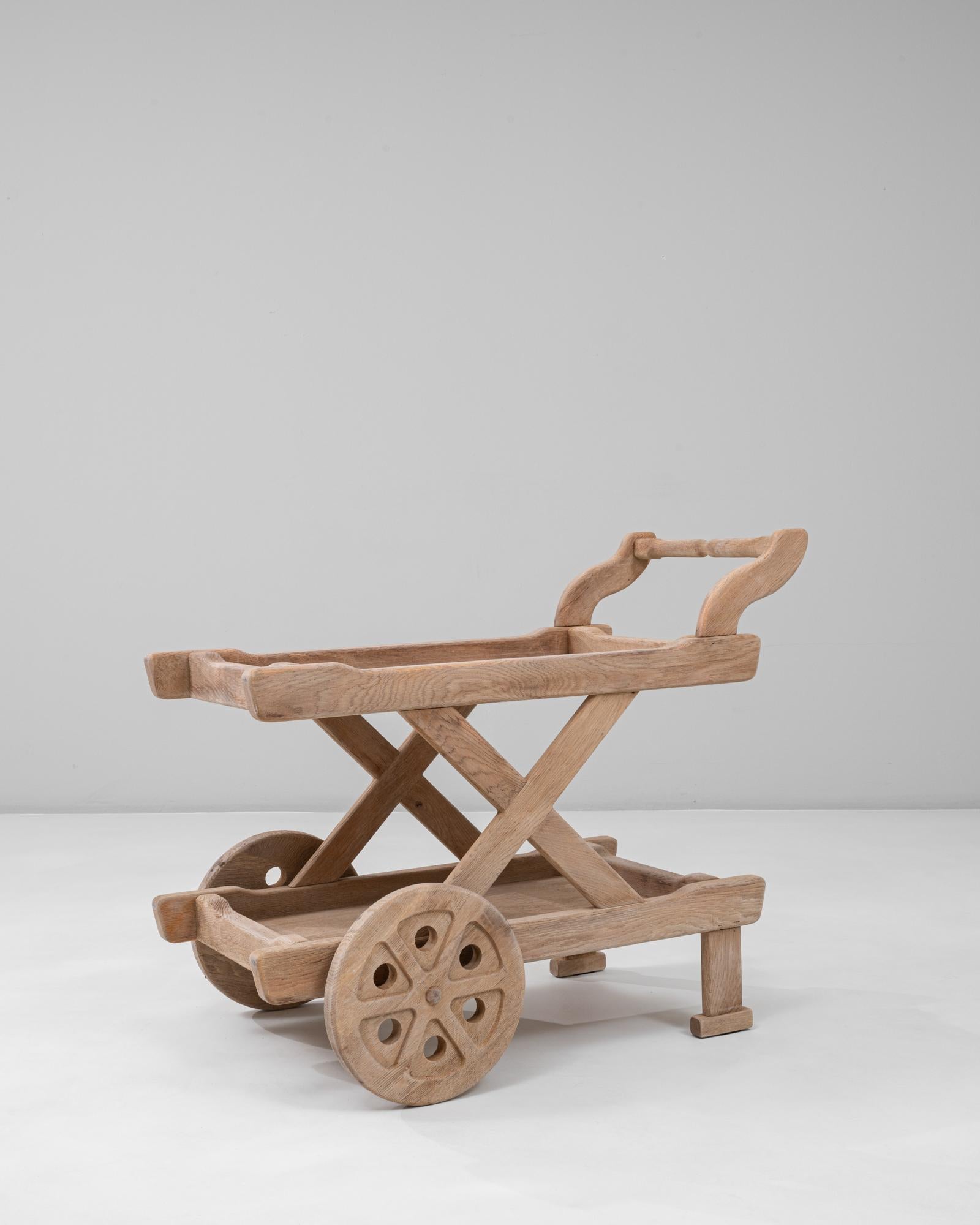 20th Century French Carved Oak Bar Cart For Sale 4