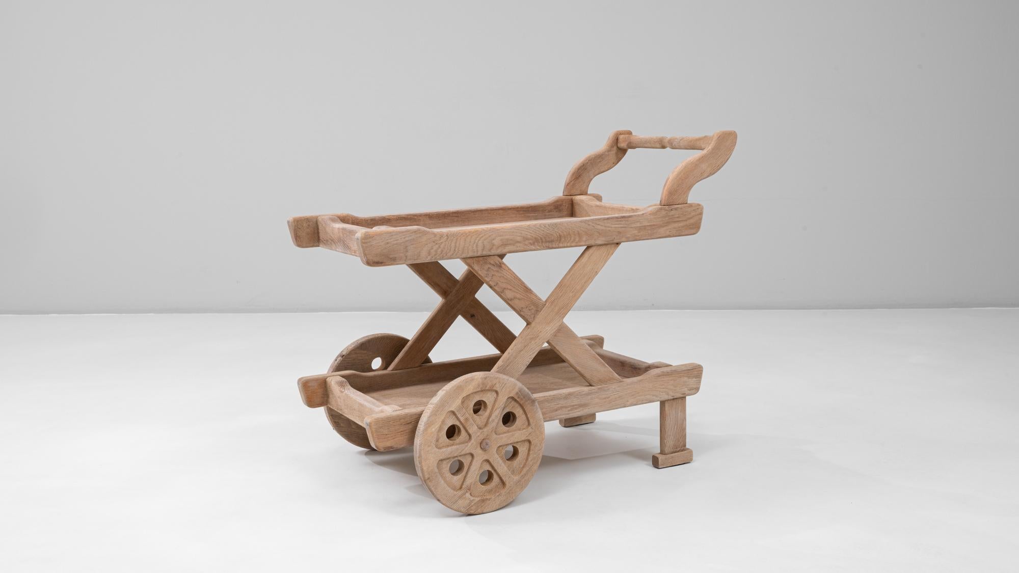 20th Century French Carved Oak Bar Cart For Sale 5