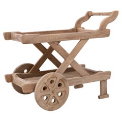 20th Century French Carved Oak Bar Cart