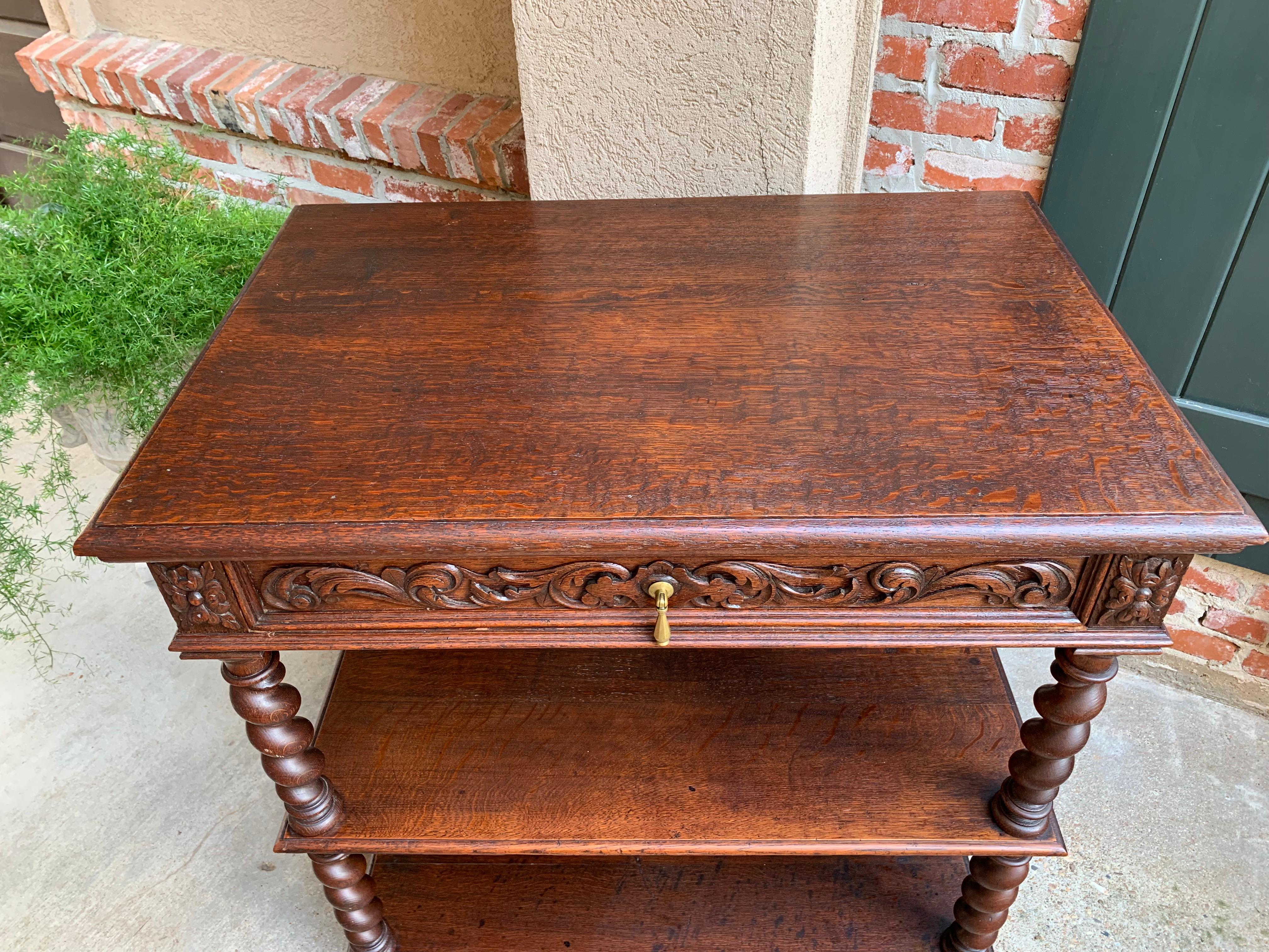 19th Century French Carved Oak Barley Twist Server Sideboard Bookcase Table 5