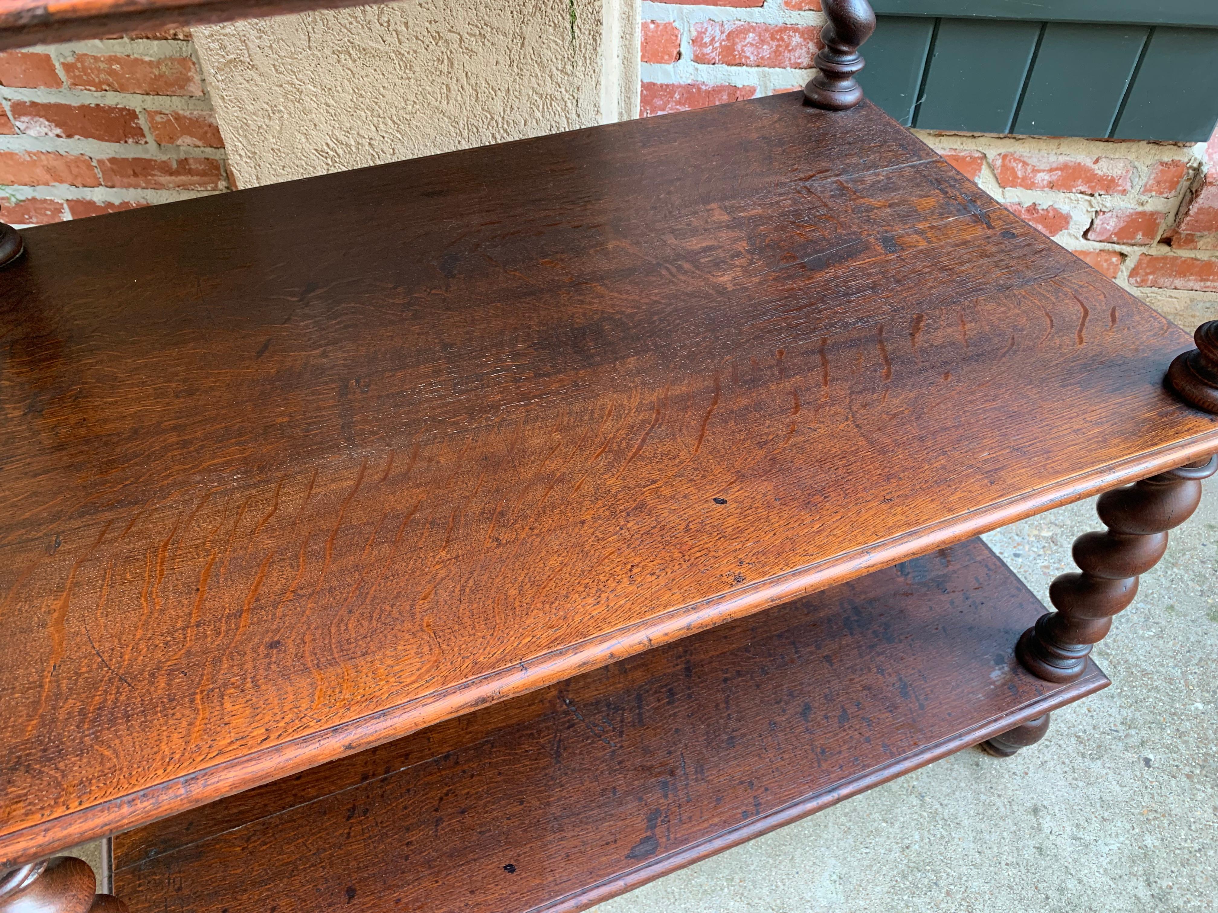 19th Century French Carved Oak Barley Twist Server Sideboard Bookcase Table 7