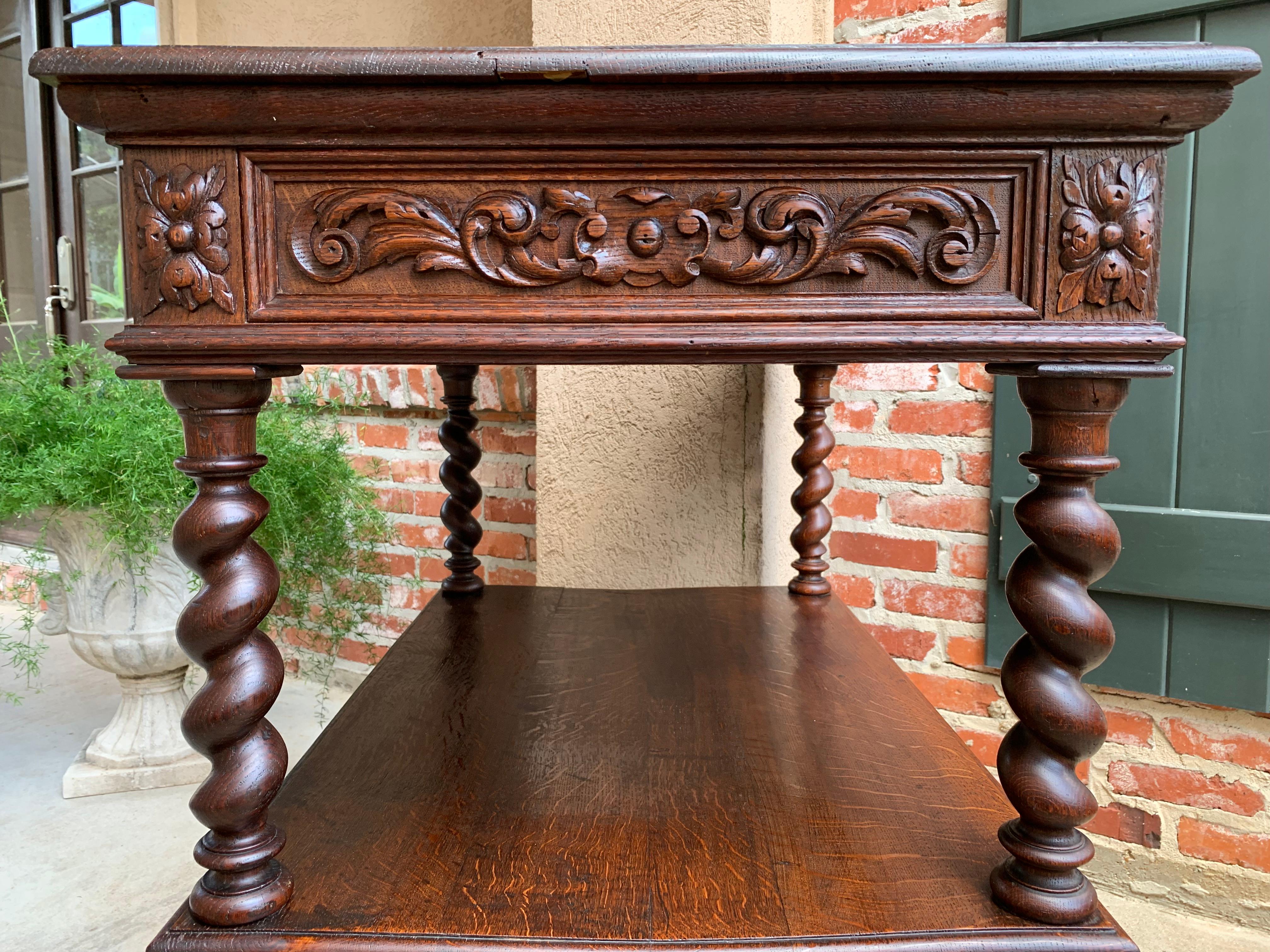 19th Century French Carved Oak Barley Twist Server Sideboard Bookcase Table 3
