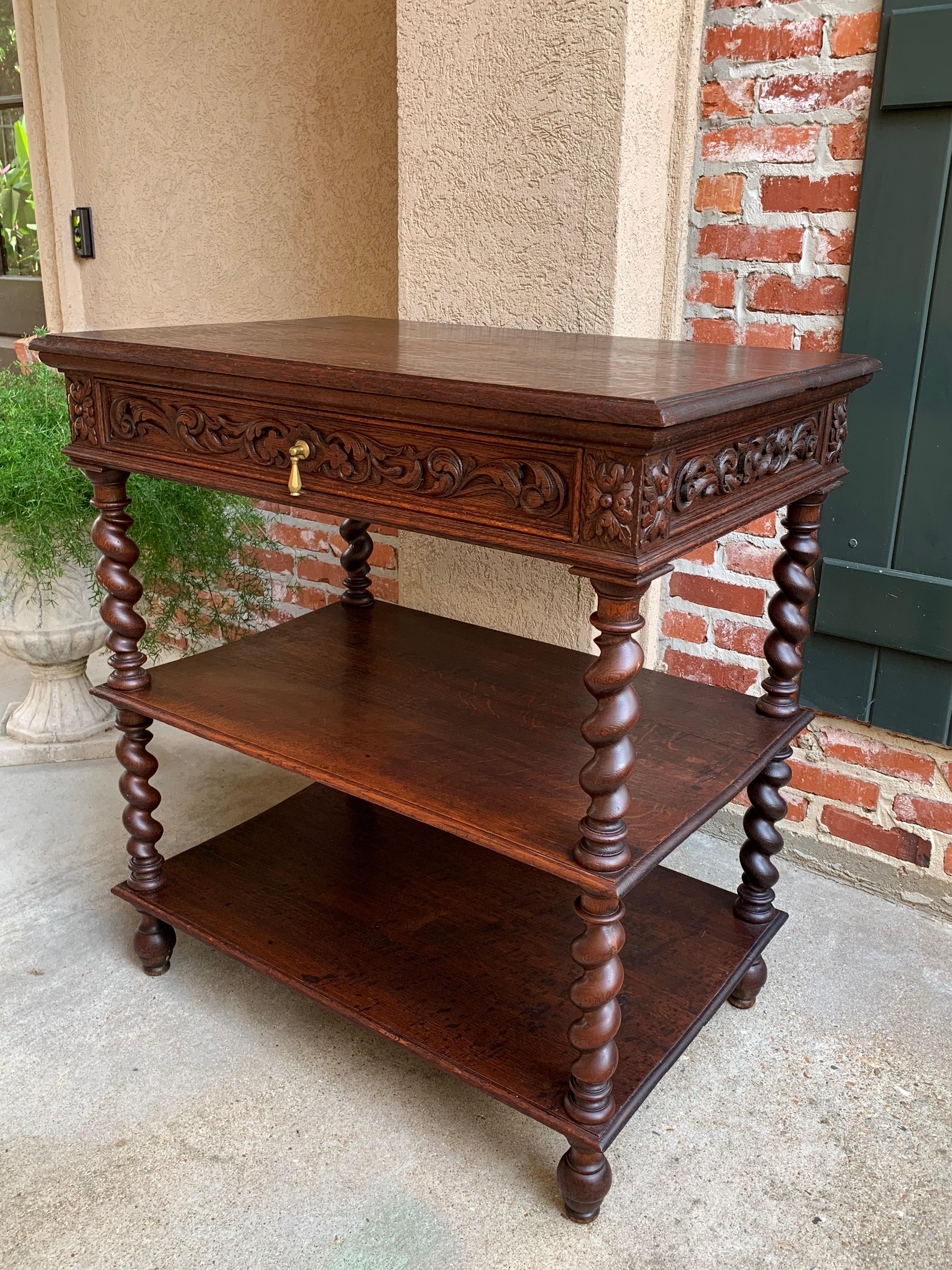 19th Century French Carved Oak Barley Twist Server Sideboard Bookcase Table 4