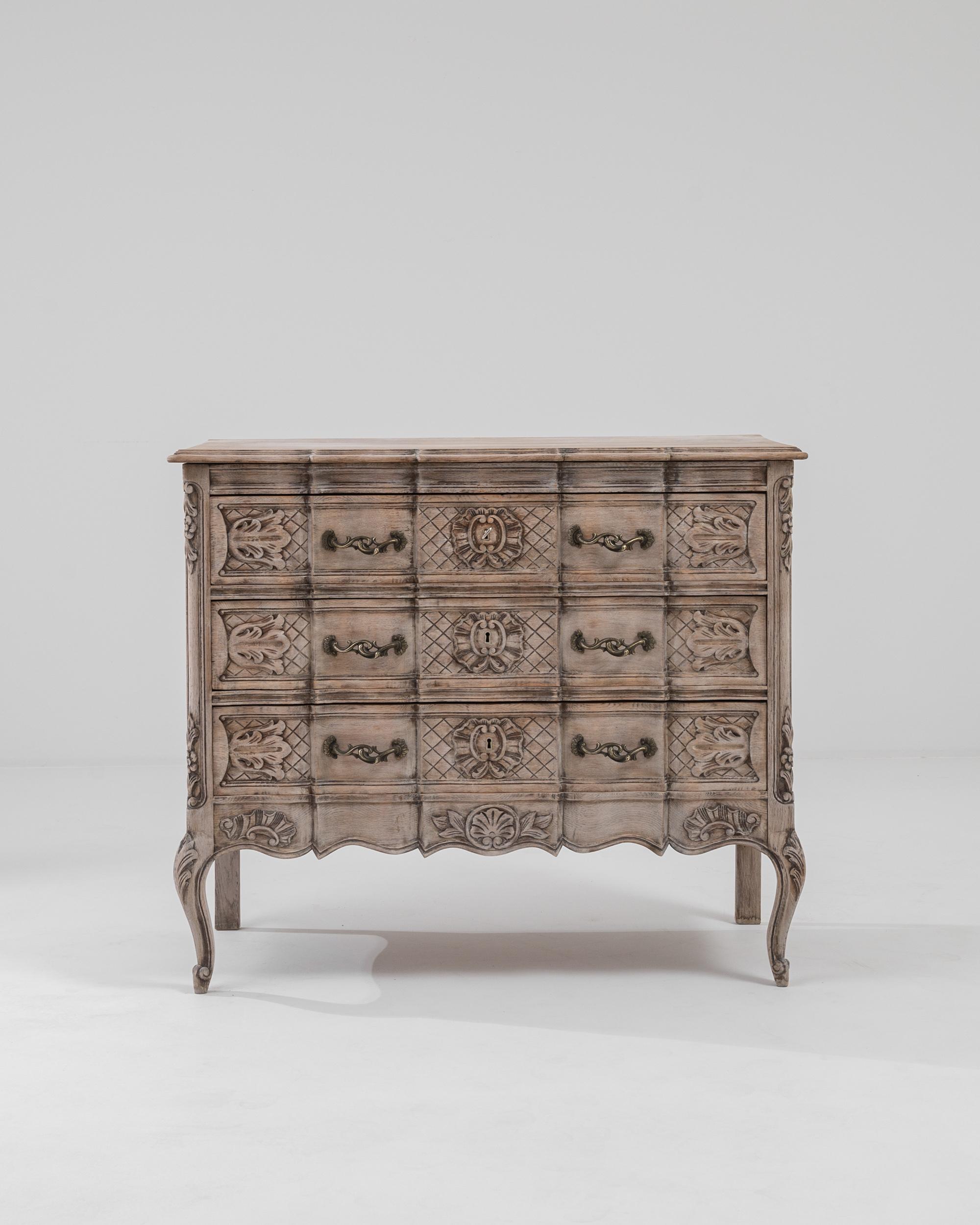 French Provincial 20th Century French Carved Oak Commode