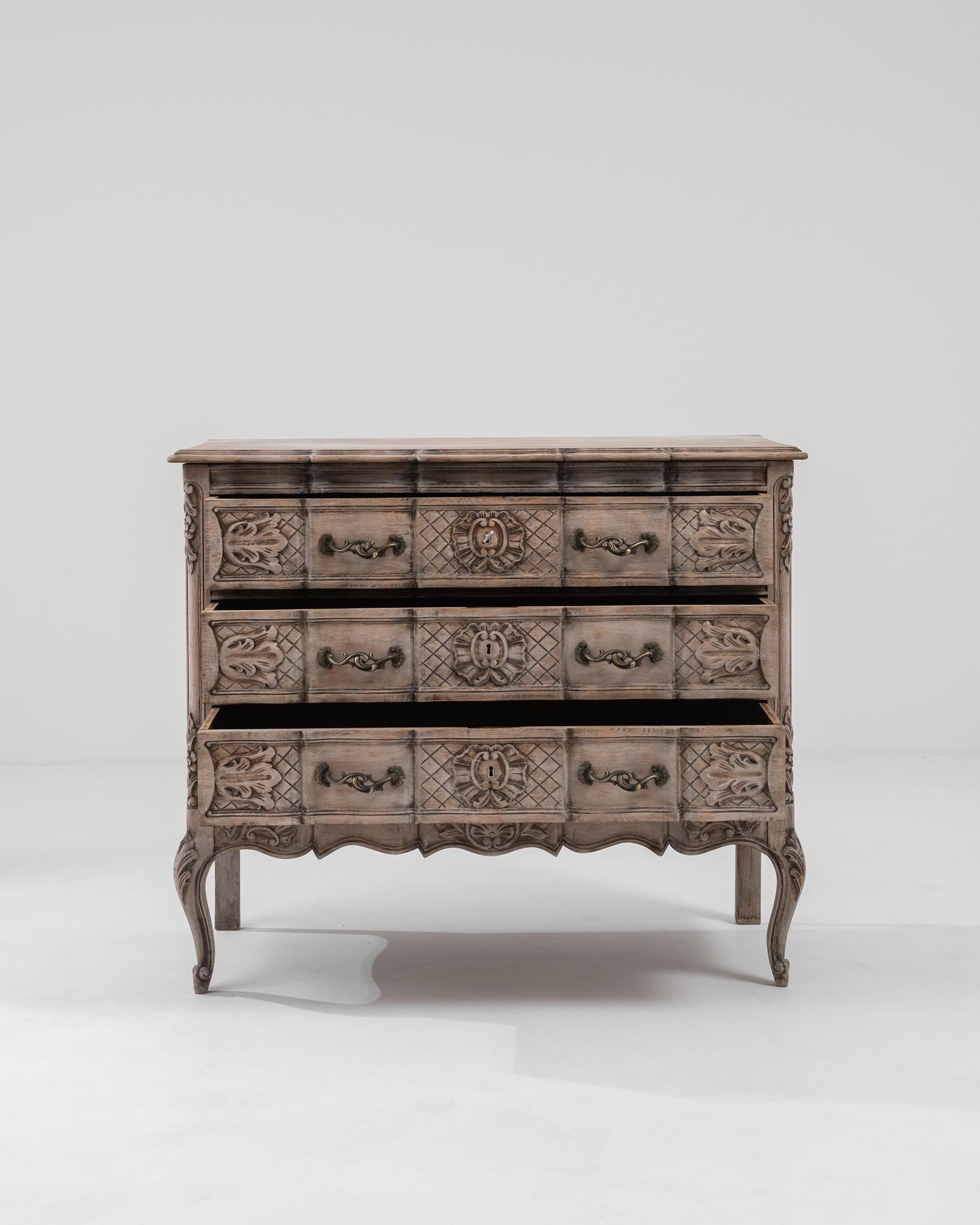 20th Century French Carved Oak Commode 1
