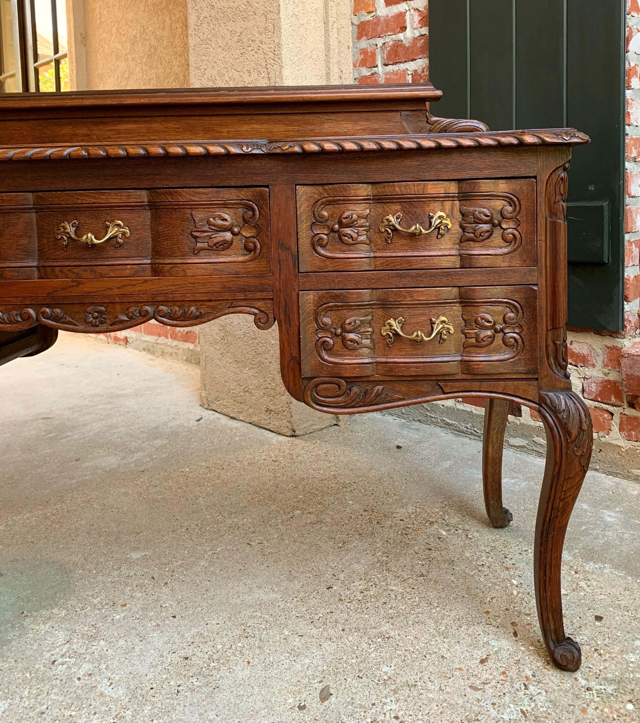 Antique French Carved Oak Writing Desk Sofa Table Sideboard Louis XV Style 1