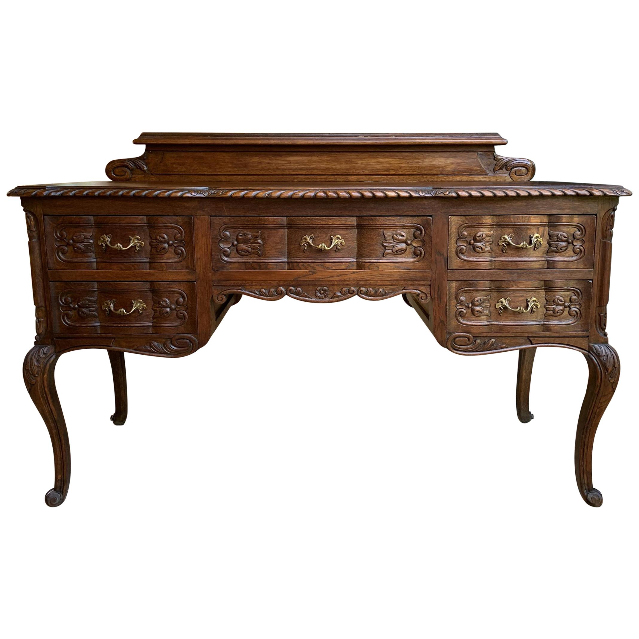 Antike Französisch geschnitzt Eiche Schreibtisch Sofa Tisch Sideboard Louis XV Stil