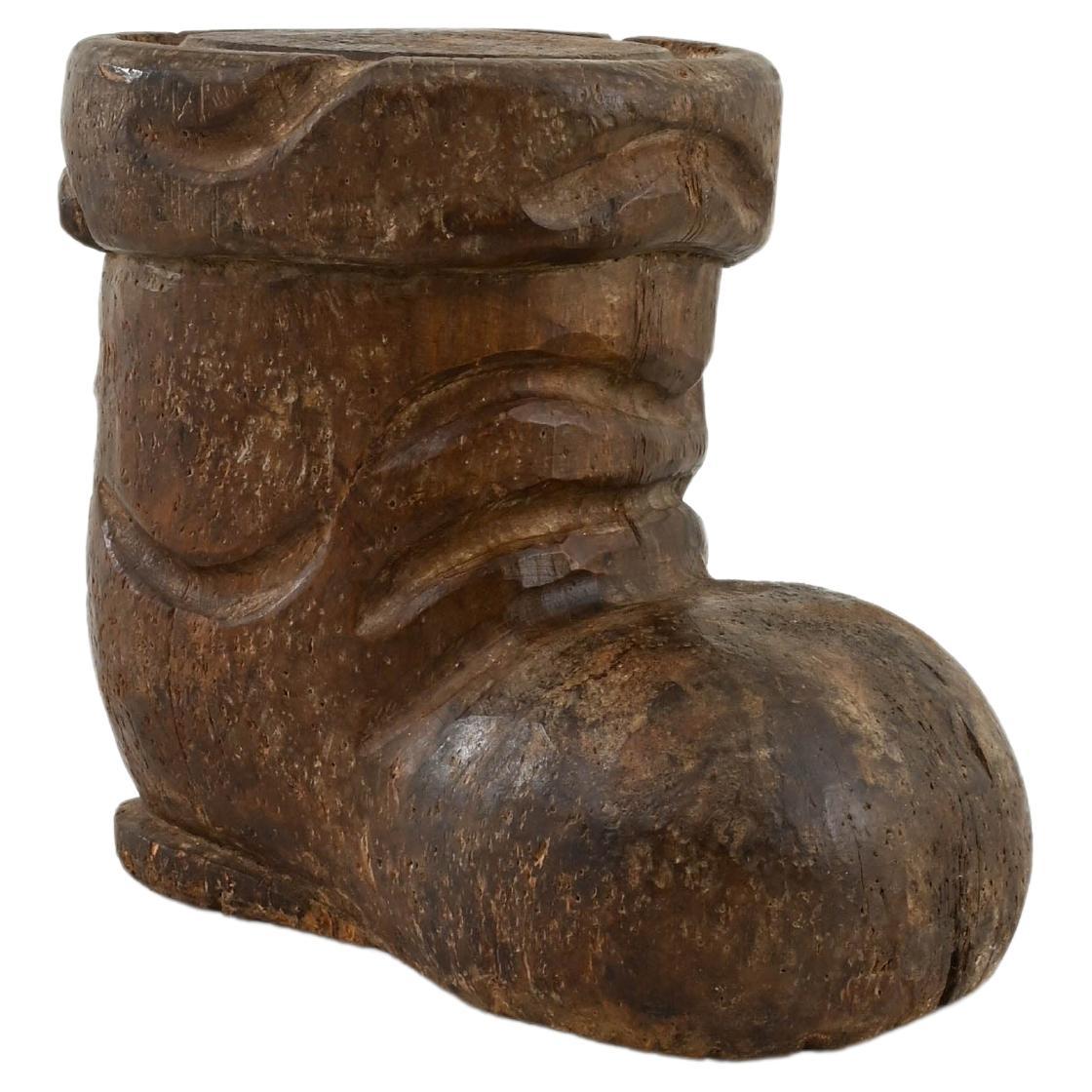 20th Century French Carved Wooden Boot Decoration For Sale