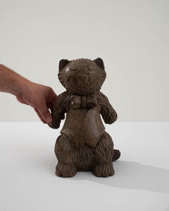 20th Century French Carved Wooden Cat Decoration