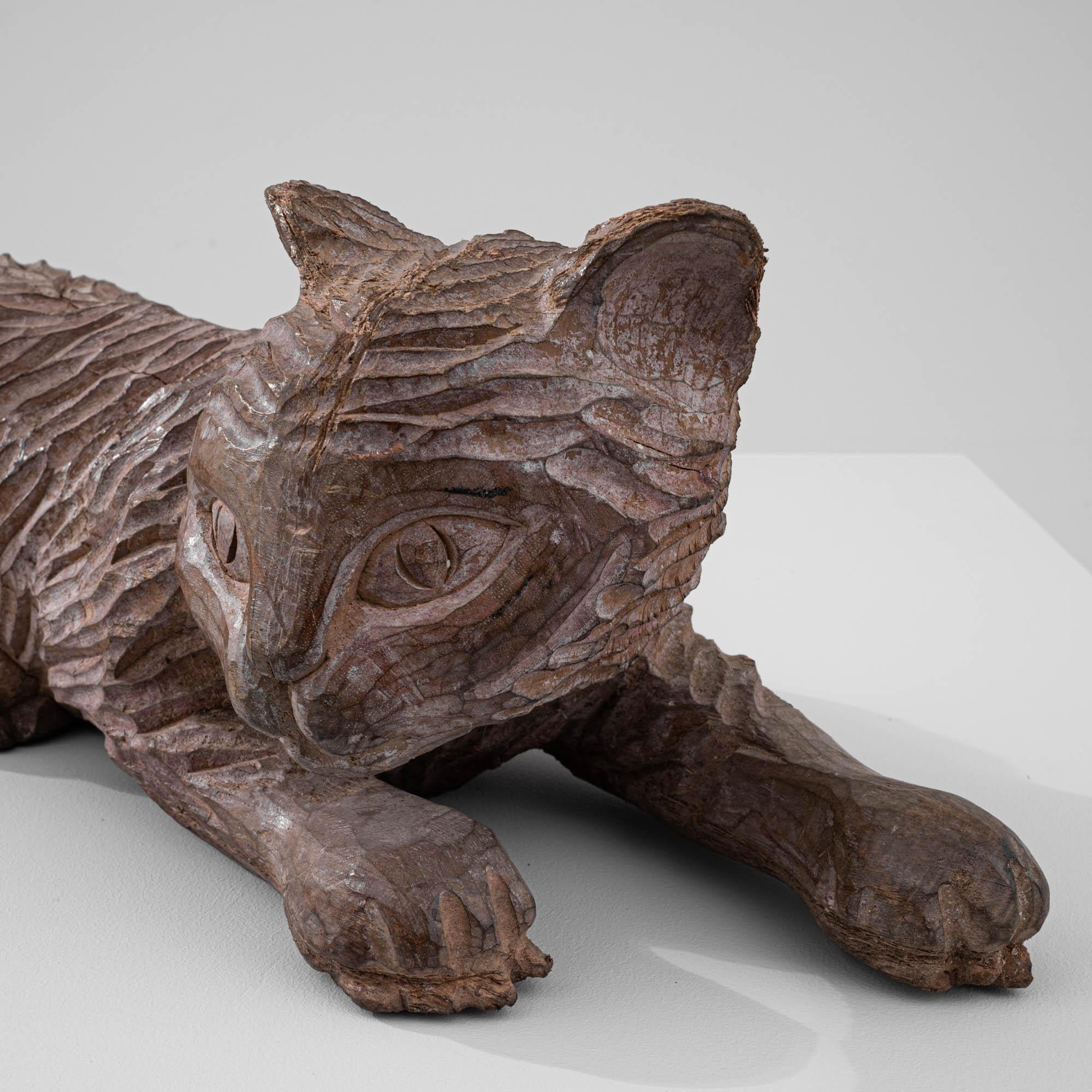 20th Century French Carved Wooden Cat Decoration For Sale 2