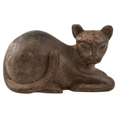 Antique 20th Century French Carved Wooden Cat Decoration