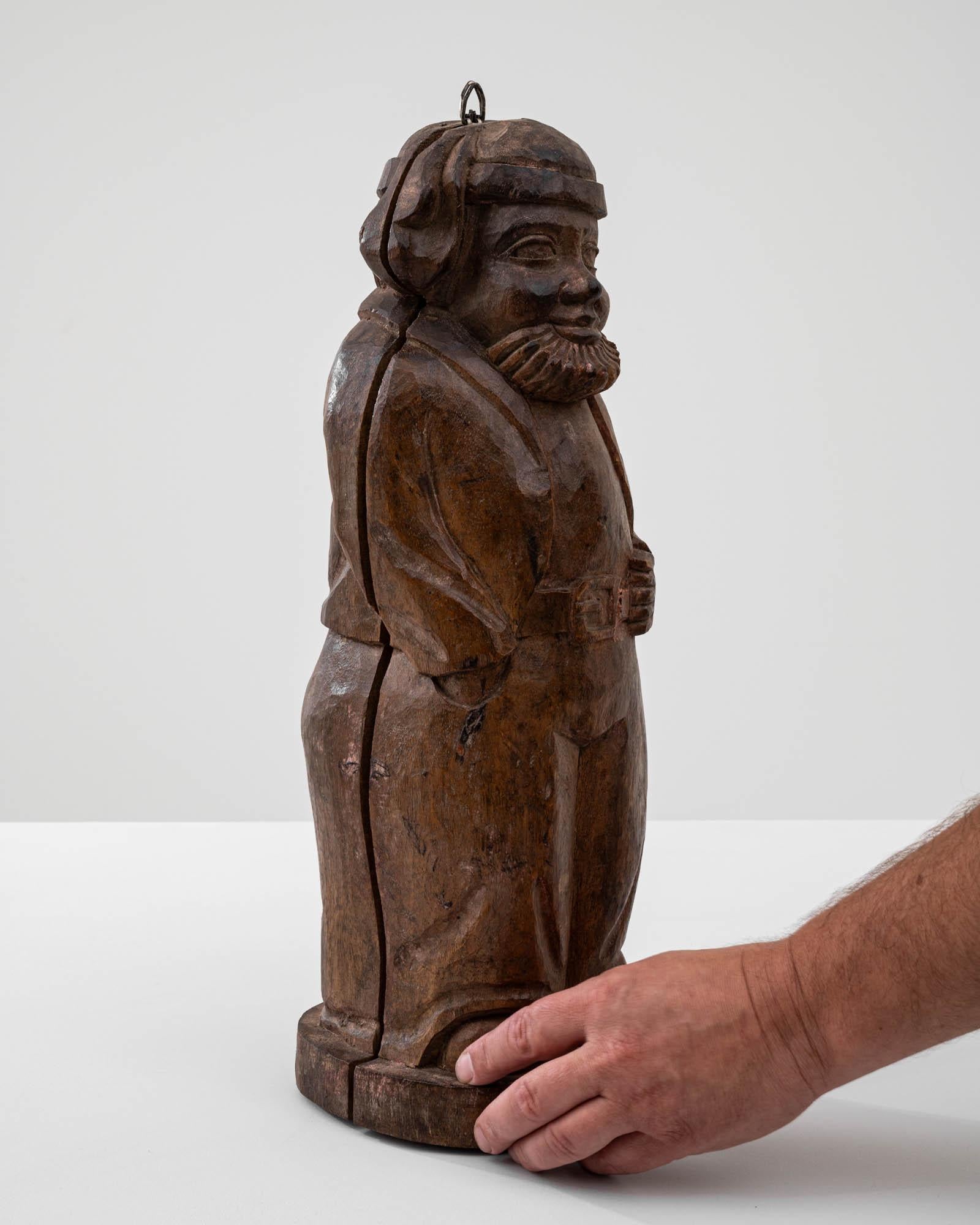 Hand-Carved 20th Century French Carved Wooden Man Decoration For Sale