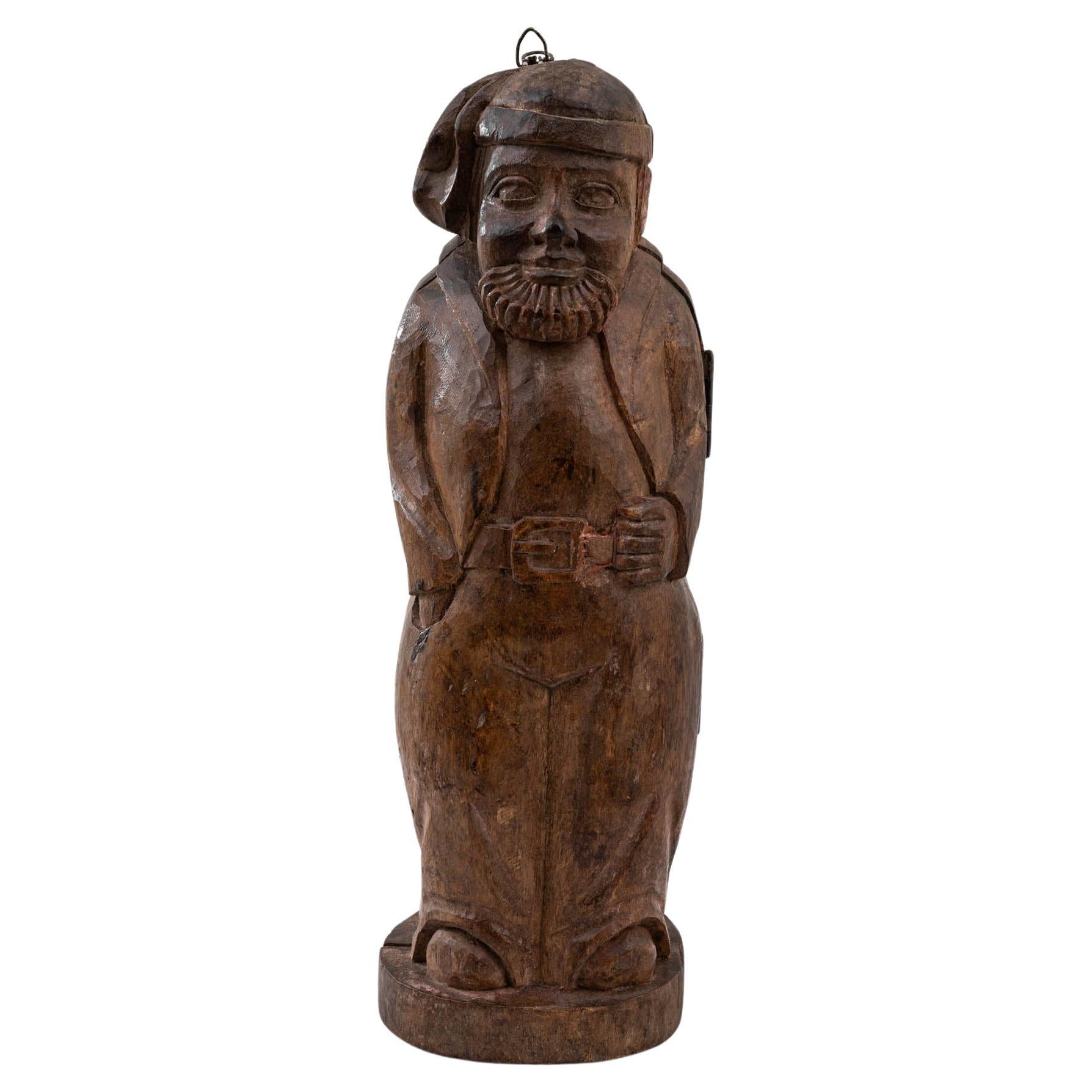 20th Century French Carved Wooden Man Decoration For Sale