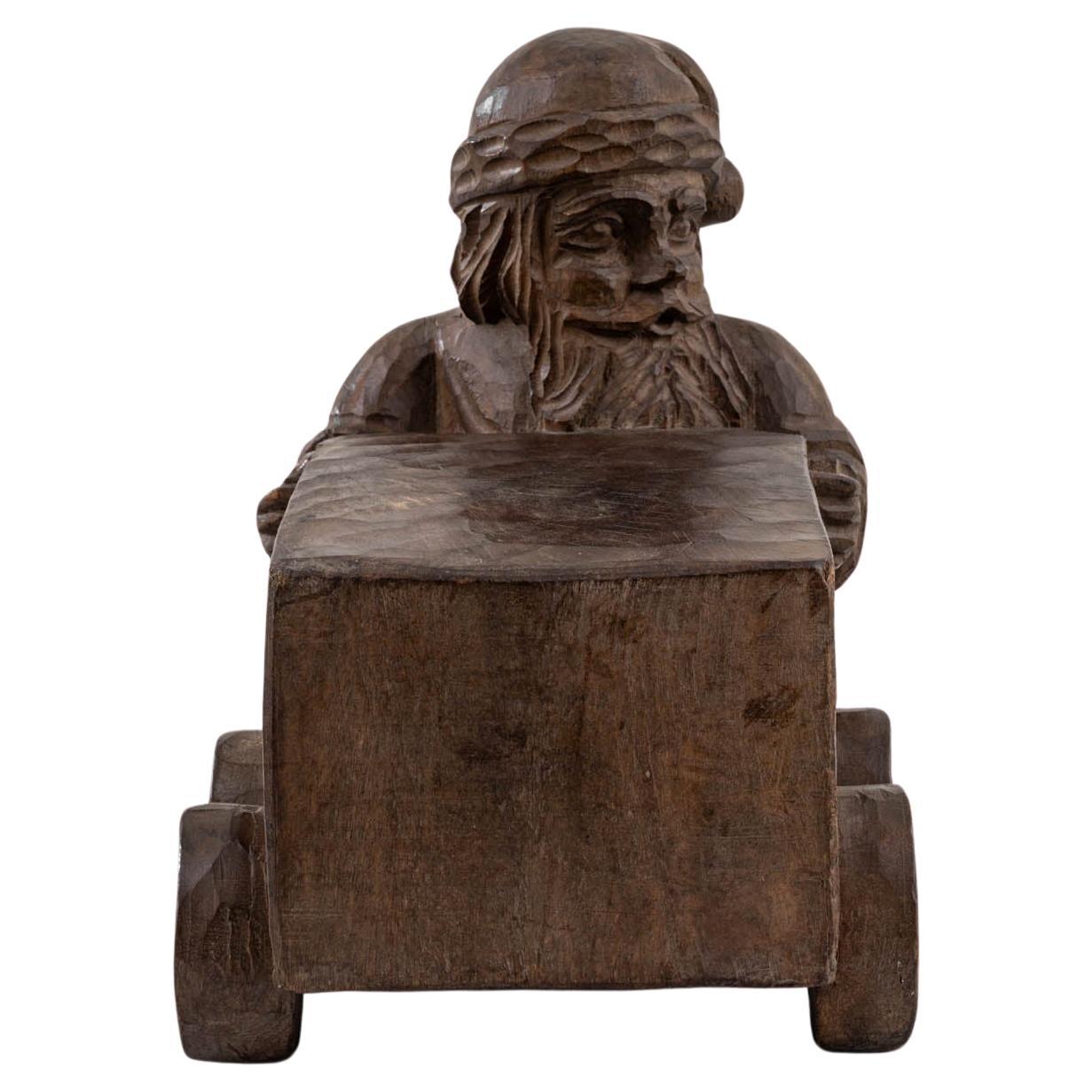 20th Century French Carved Wooden Santa Decoration For Sale