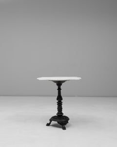 20th Century French Cast Iron Bistro Table With Marble Top