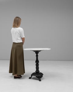20th Century French Cast Iron Bistro Table With Marble Top