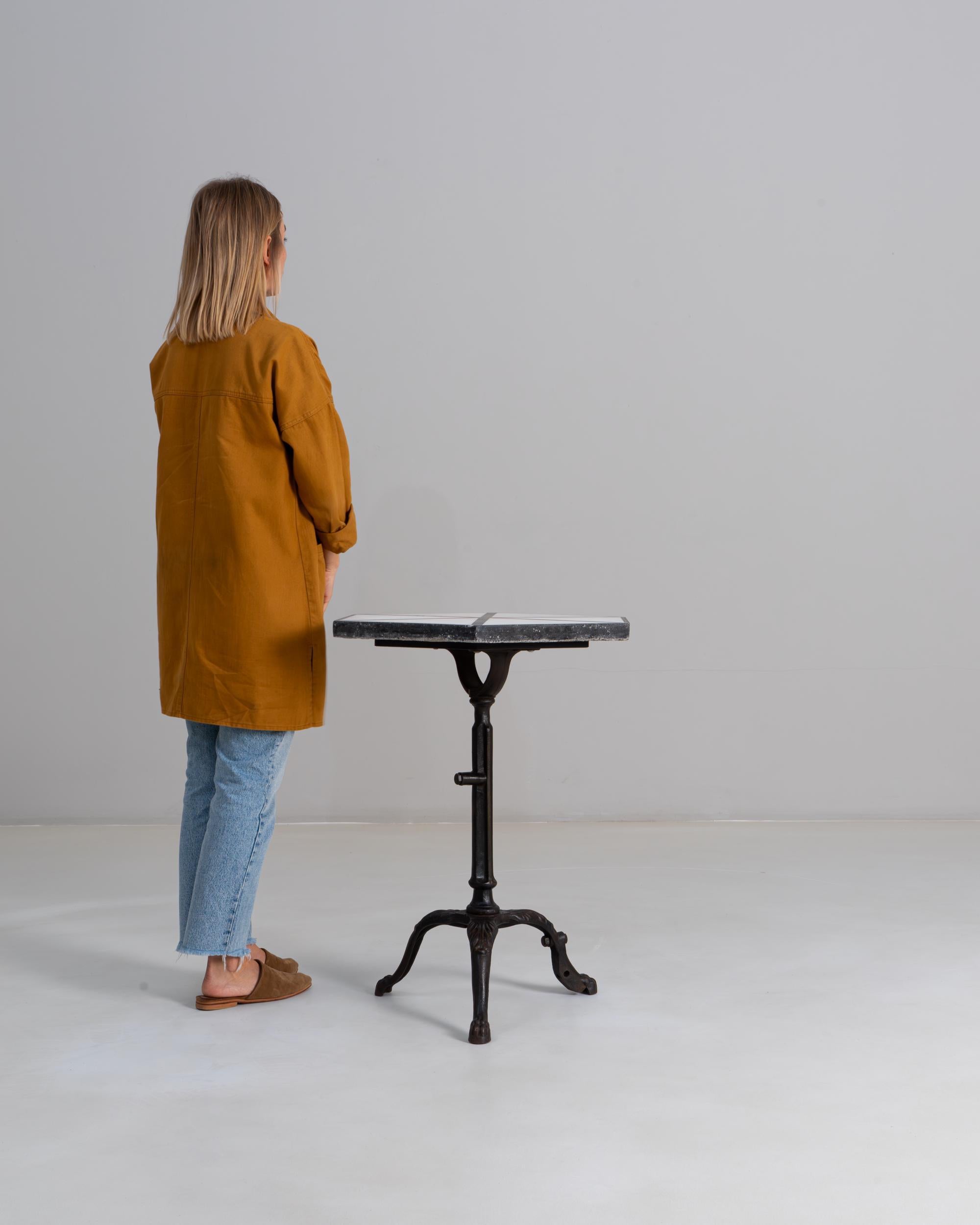 20th Century French Cast Iron Bistro Table With Marble Top In Good Condition For Sale In High Point, NC