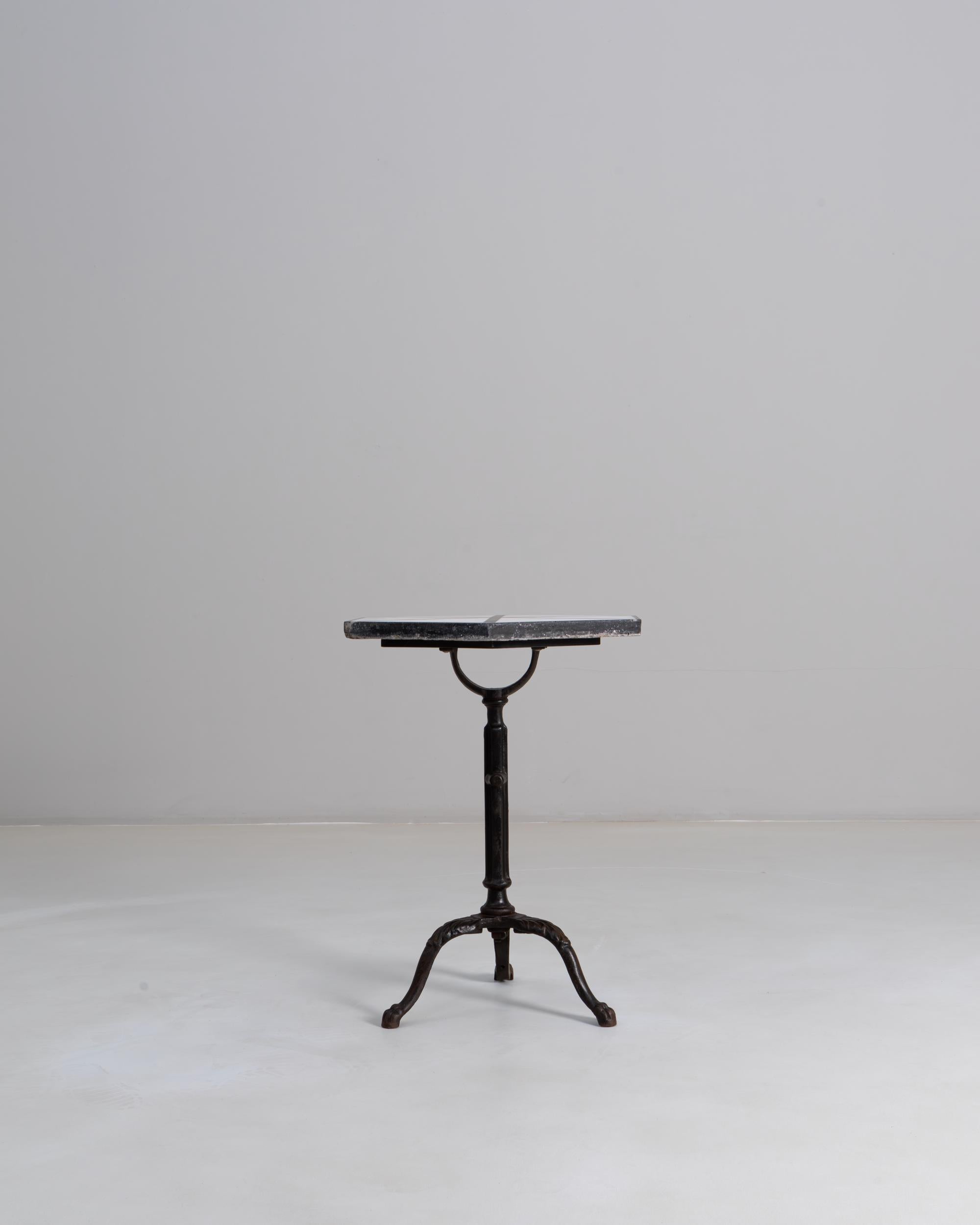 20th Century French Cast Iron Bistro Table With Marble Top For Sale 1