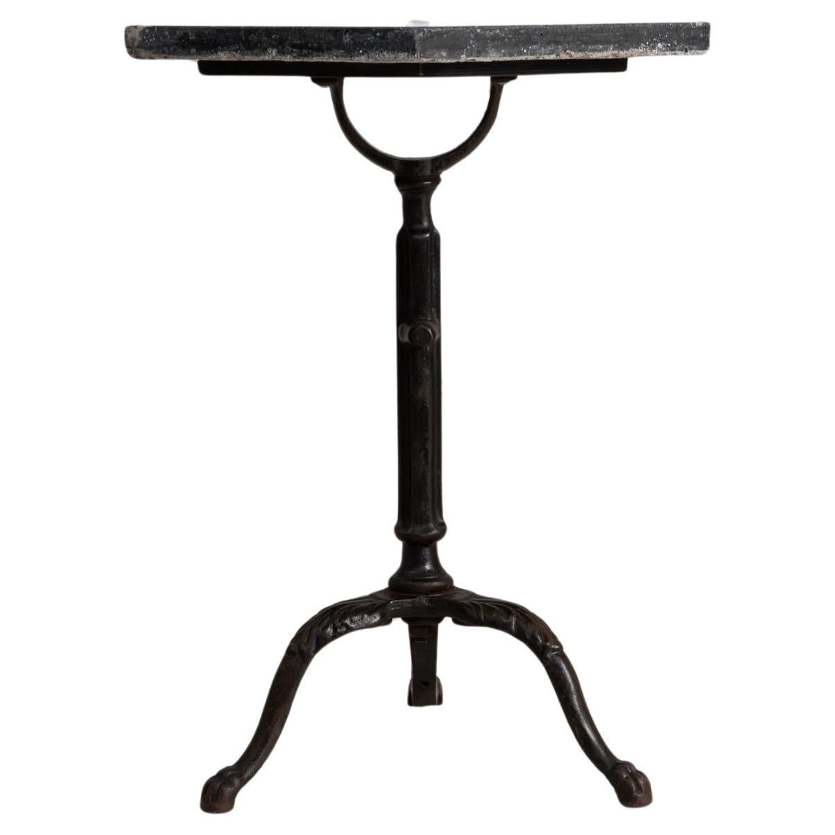 20th Century French Cast Iron Bistro Table With Marble Top For Sale