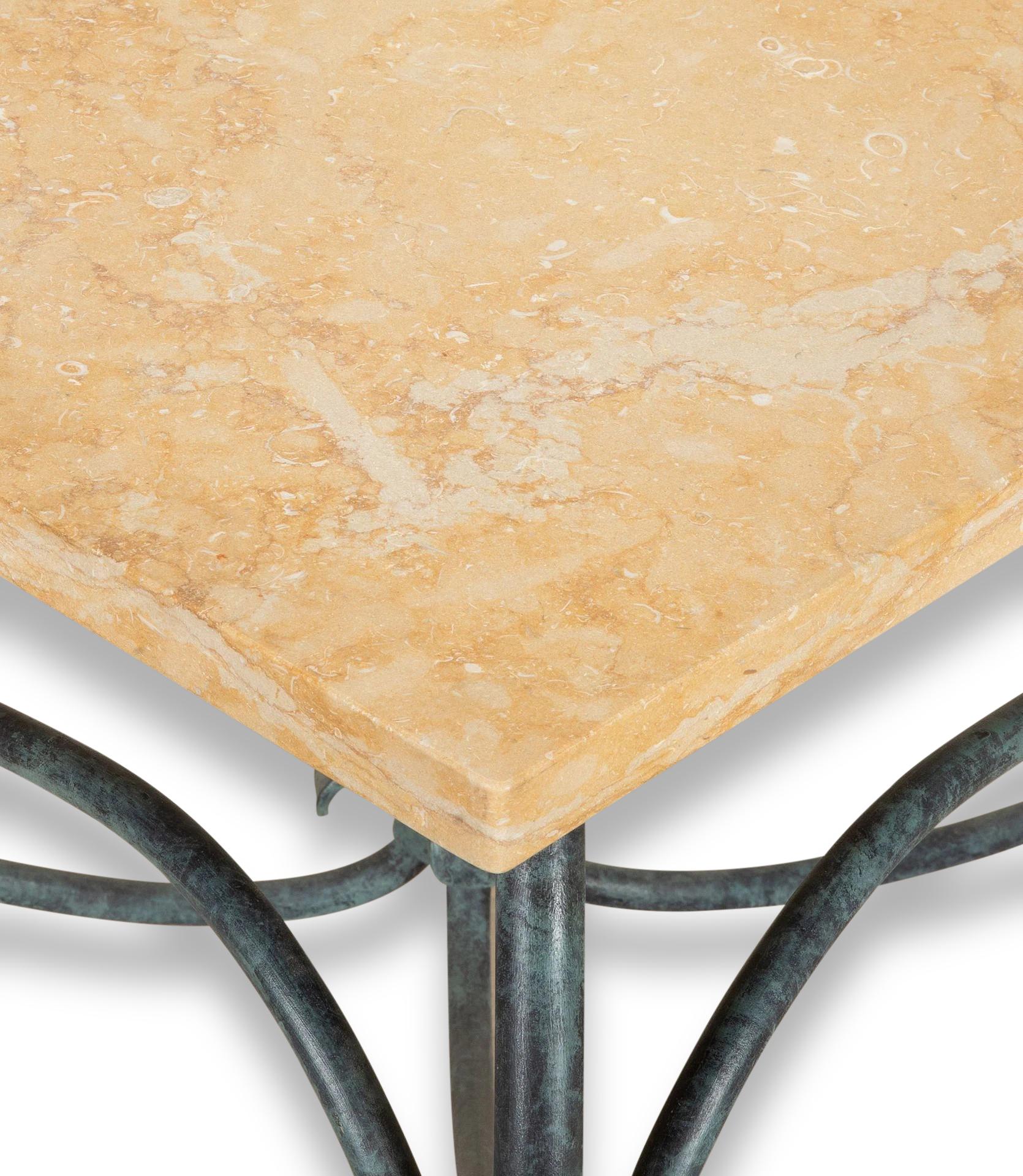 20th Century French Cast Iron Garden Table with Marble Top For Sale 2