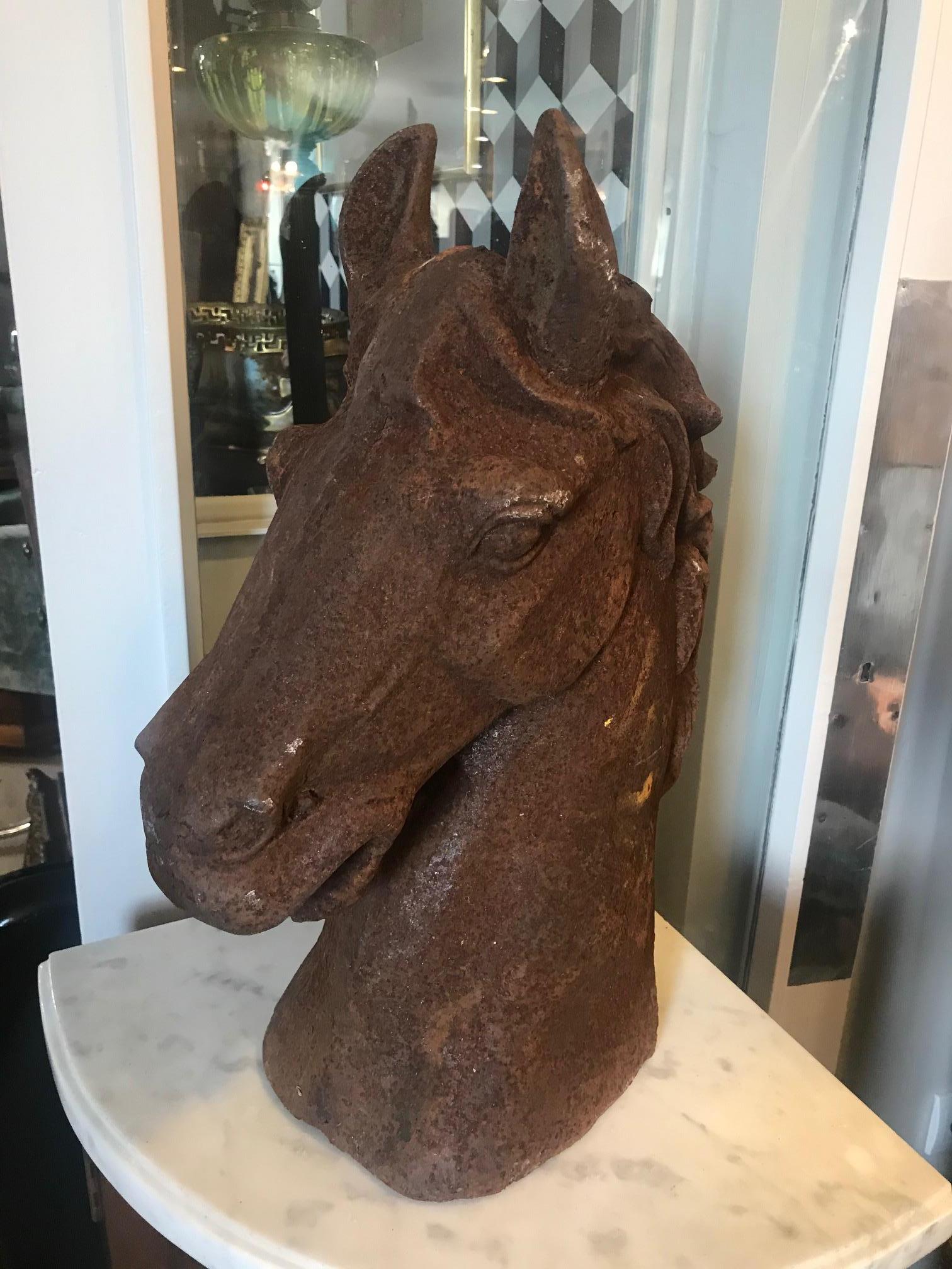 Late 20th Century 20th Century French Cast Iron Horse Head For Sale
