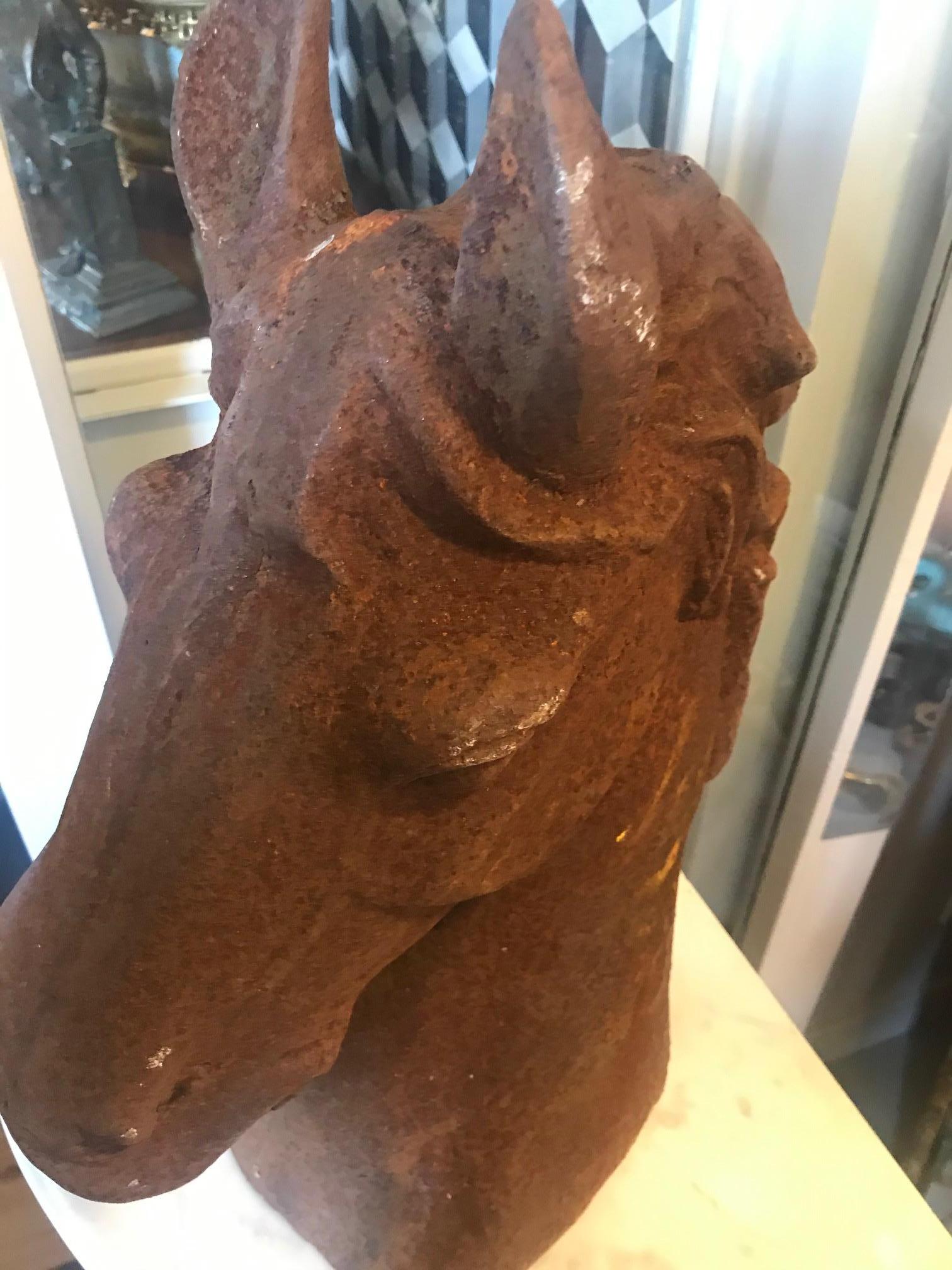 20th Century French Cast Iron Horse Head For Sale 1