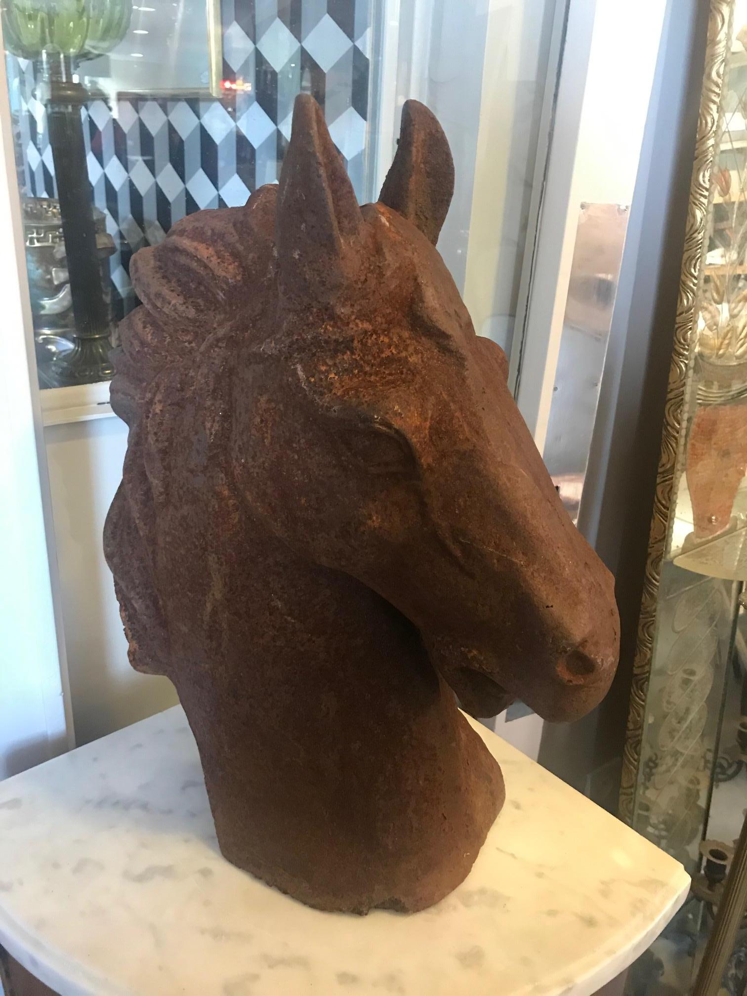 20th Century French Cast Iron Horse Head For Sale 2